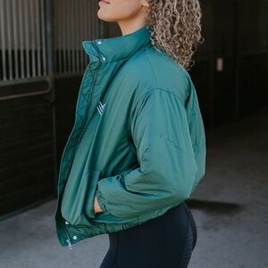 Dark Green Cropped puffer jackets Super cute